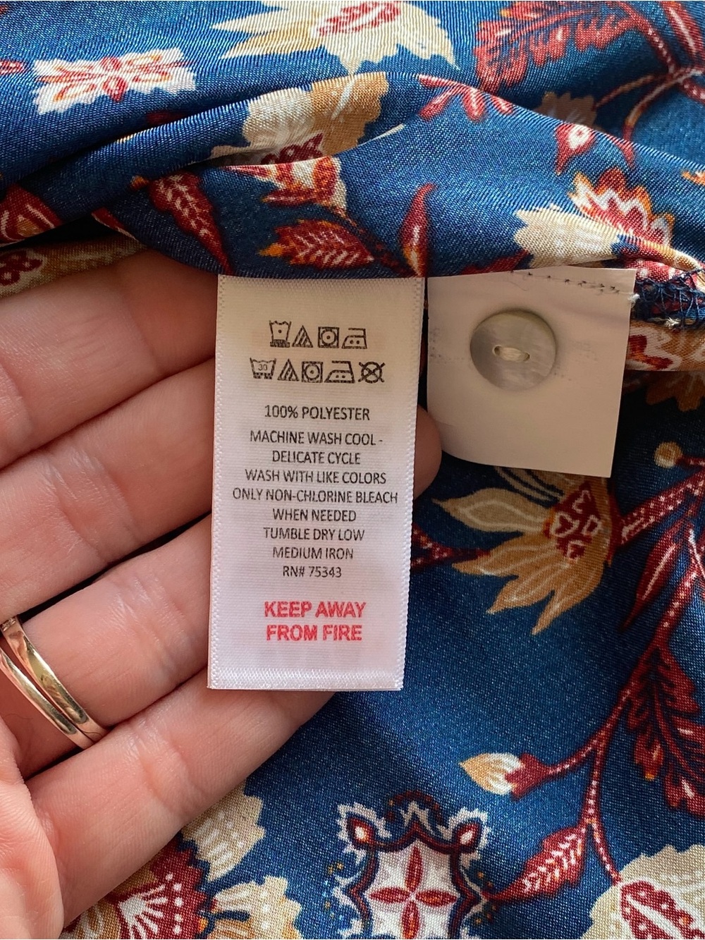 Blue & Orange Haute Hippie Floral Short Sleeve Button Down Kimono Blouse Medium - Picture 5 of 5